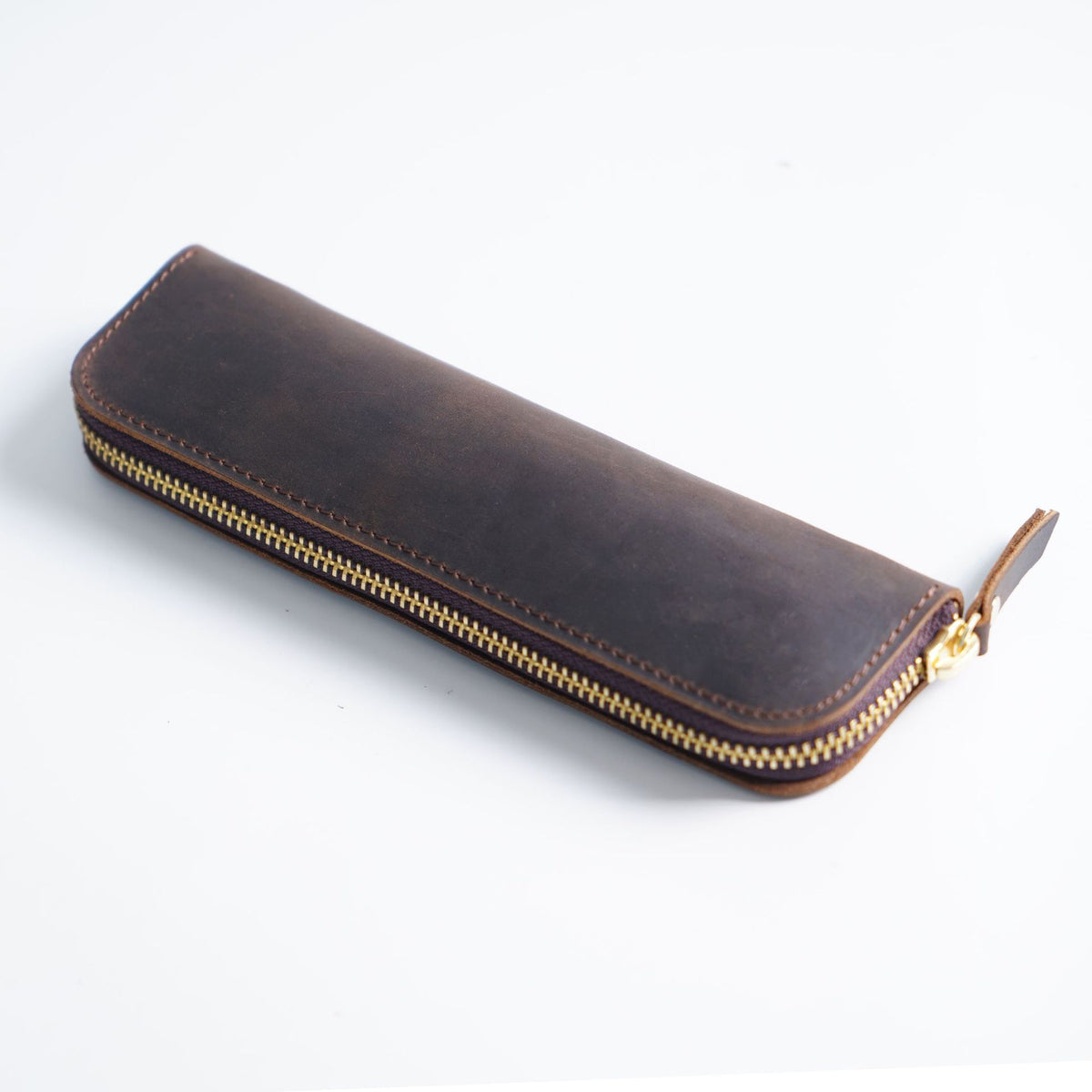 4 Elastic Pen Loops-Leather Zipper Pen Case