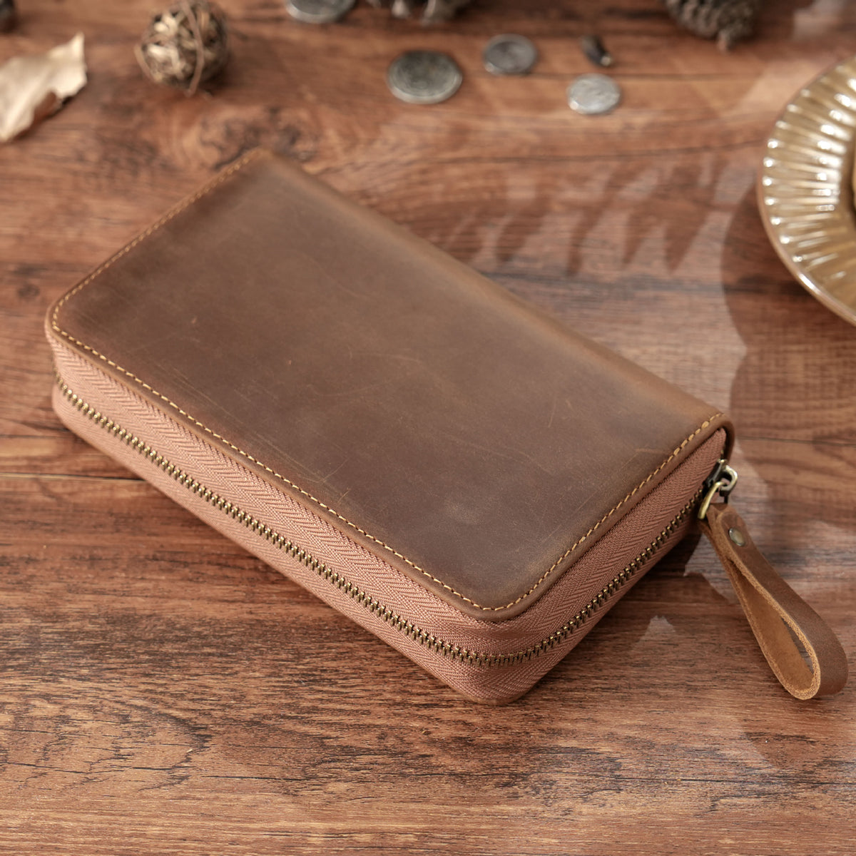 Leather 10-Pen Square Pencil Case