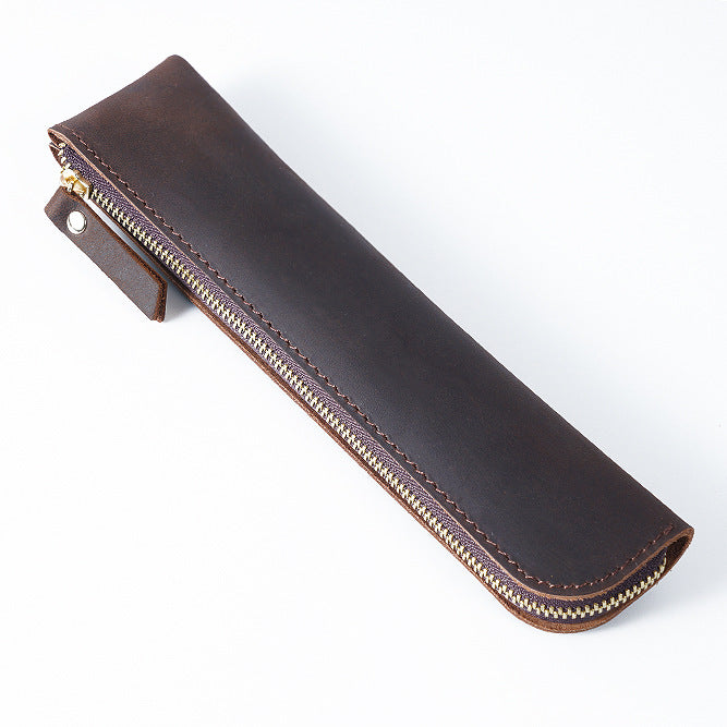 Leather Zipper Pencil Case | Slim & Lightweight Pen Pouch