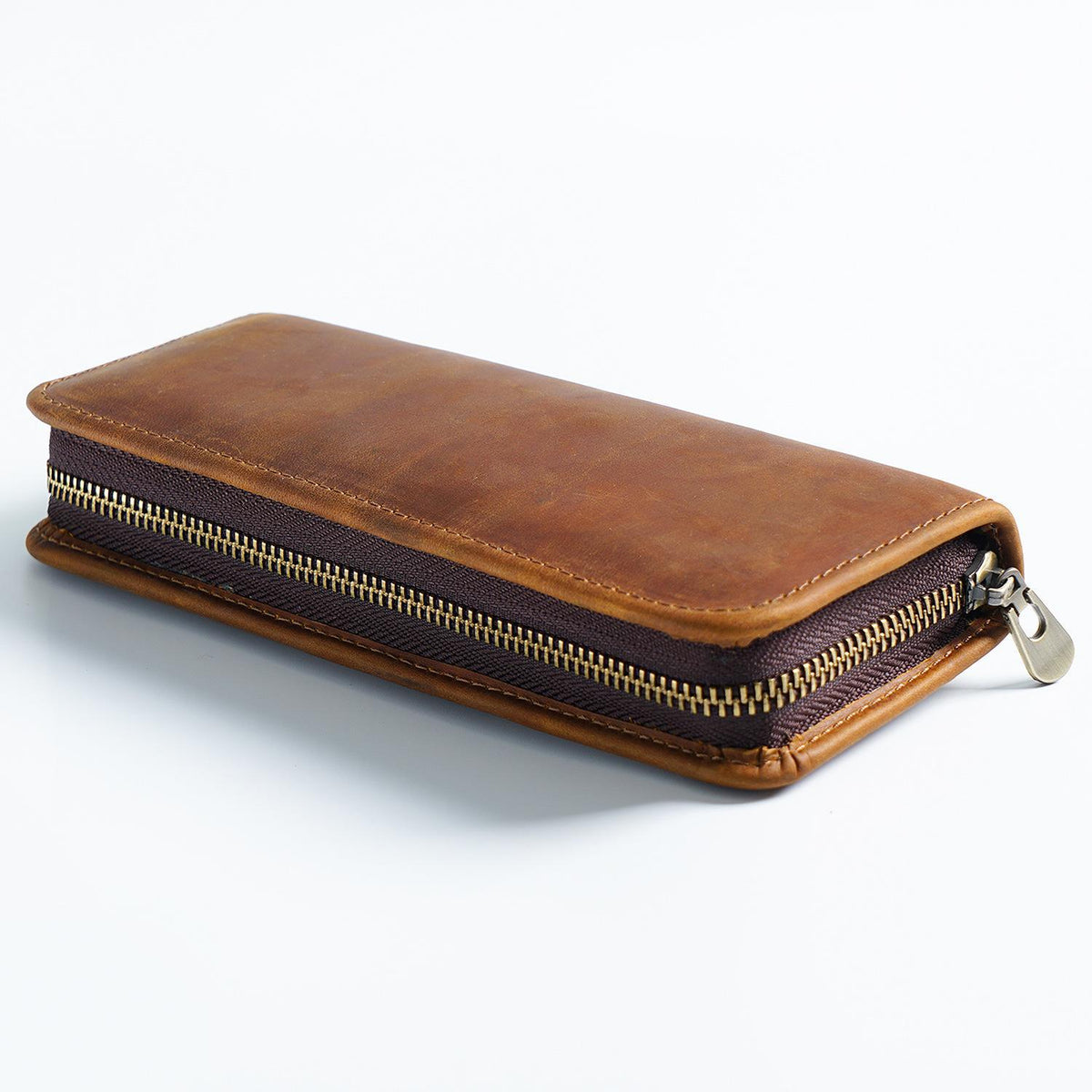 11 Pen Slots-Leather Pencil Case Zipper