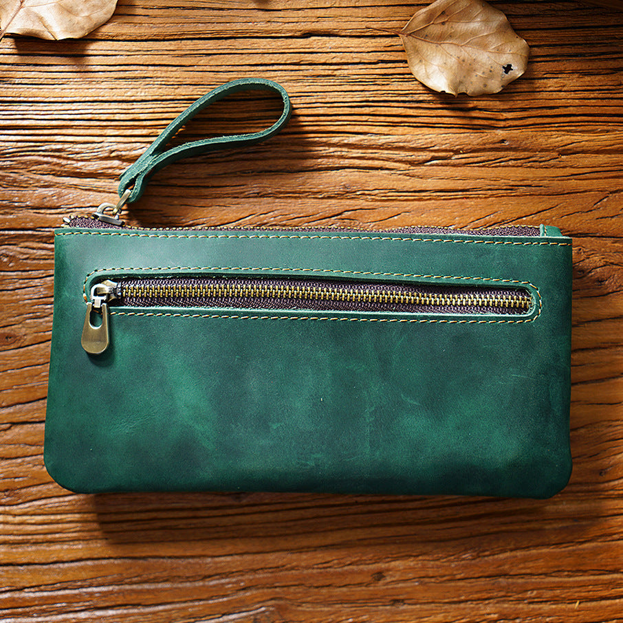 Leather Portable Zipper Pencil Case & Organizer Pouch
