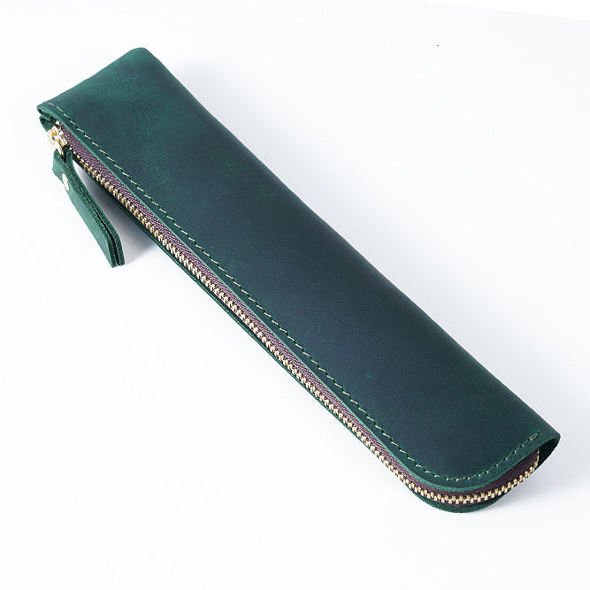 Leather Zipper Pencil Case | Slim & Lightweight Pen Pouch