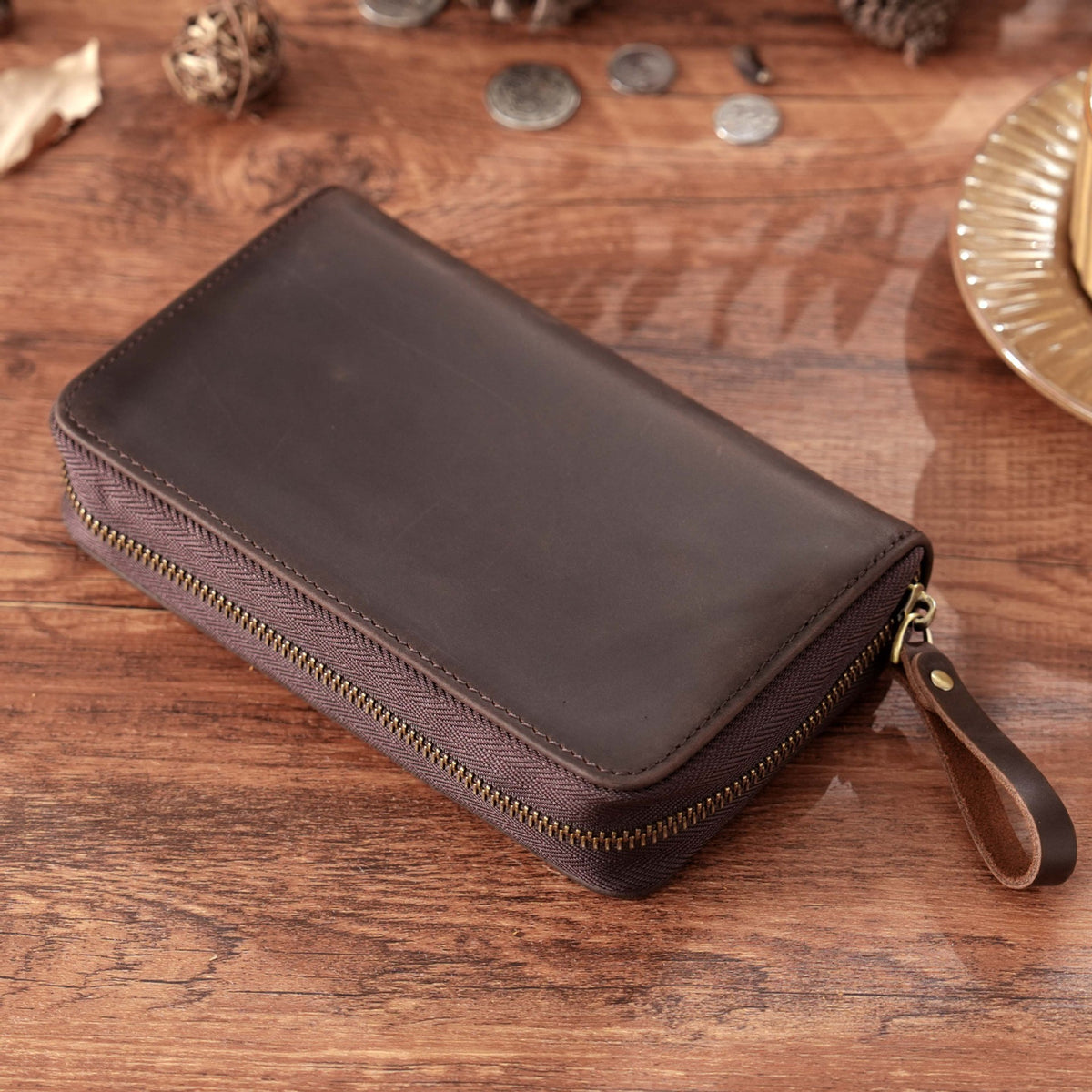 Leather 10-Pen Square Pencil Case