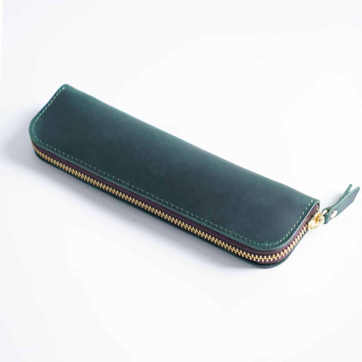 4 Elastic Pen Loops-Leather Zipper Pen Case