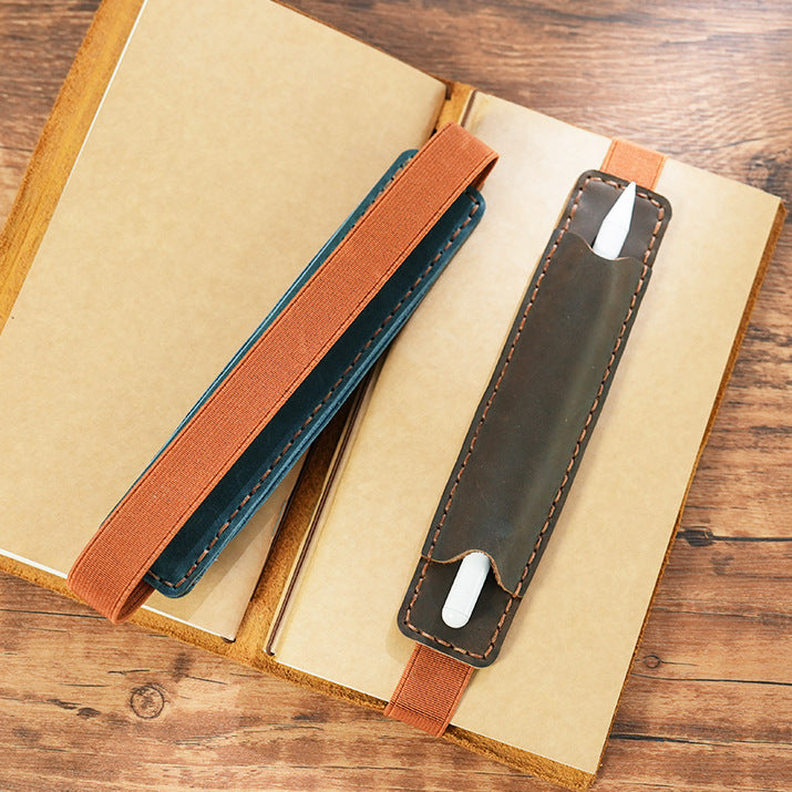 Single Leather Pen Sleeve with Elastic Band