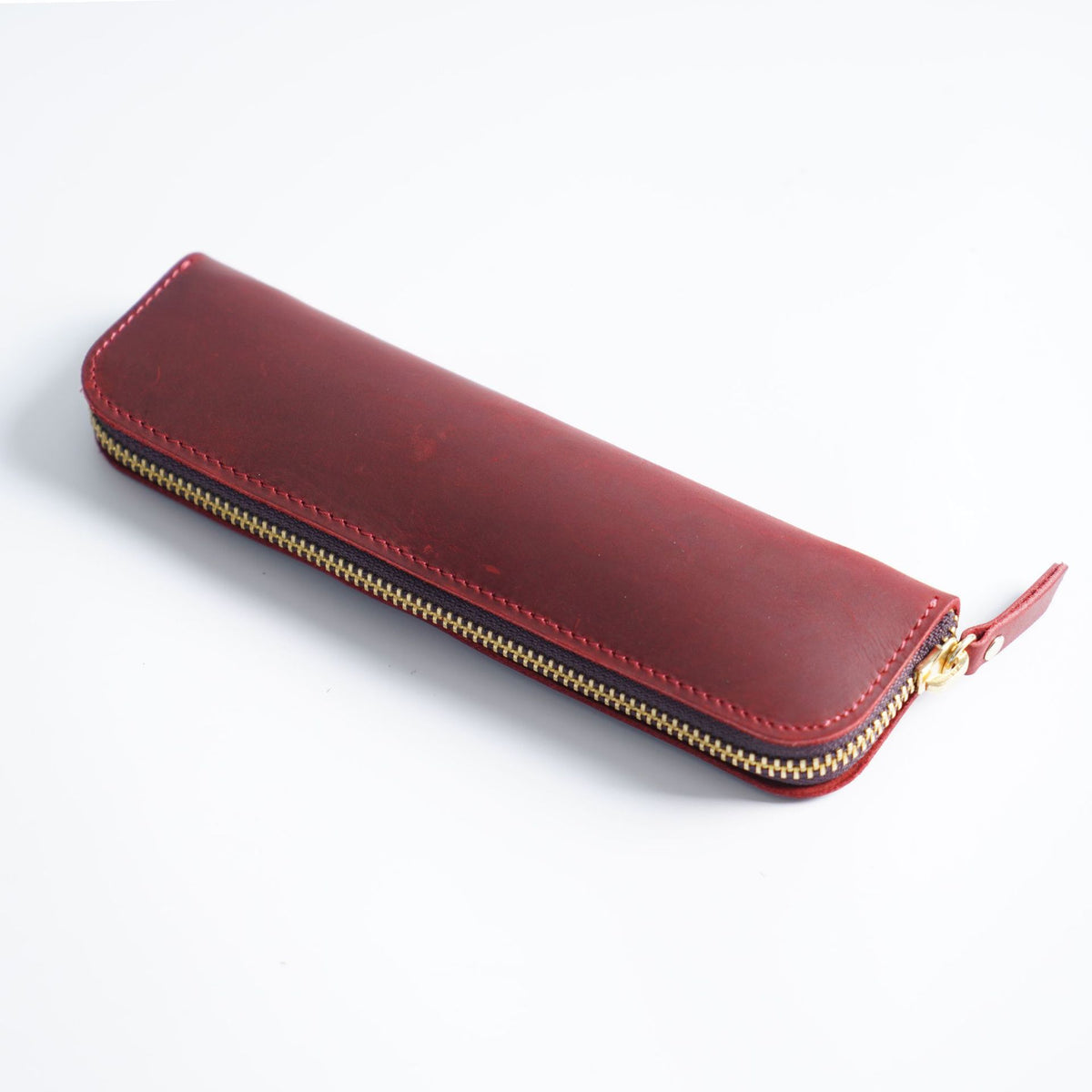 4 Elastic Pen Loops-Leather Zipper Pen Case