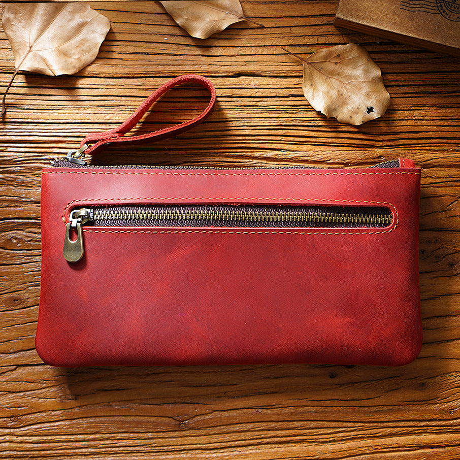 Leather Portable Zipper Pencil Case & Organizer Pouch