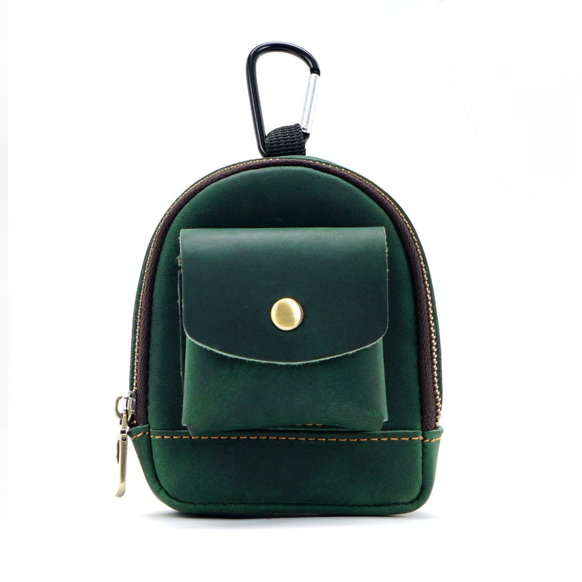 Trail Buddy-Genuine Leather Mini Backpack Pouch Cute Zip Coin Purse