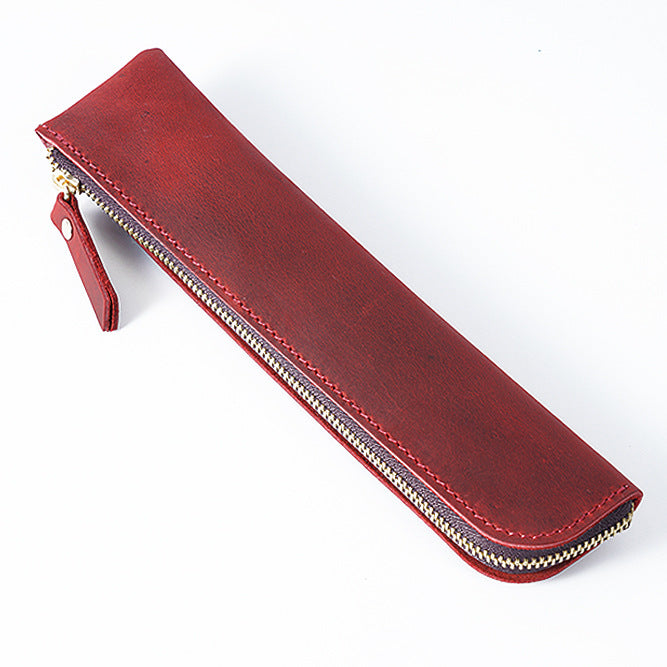 Leather Zipper Pencil Case | Slim & Lightweight Pen Pouch