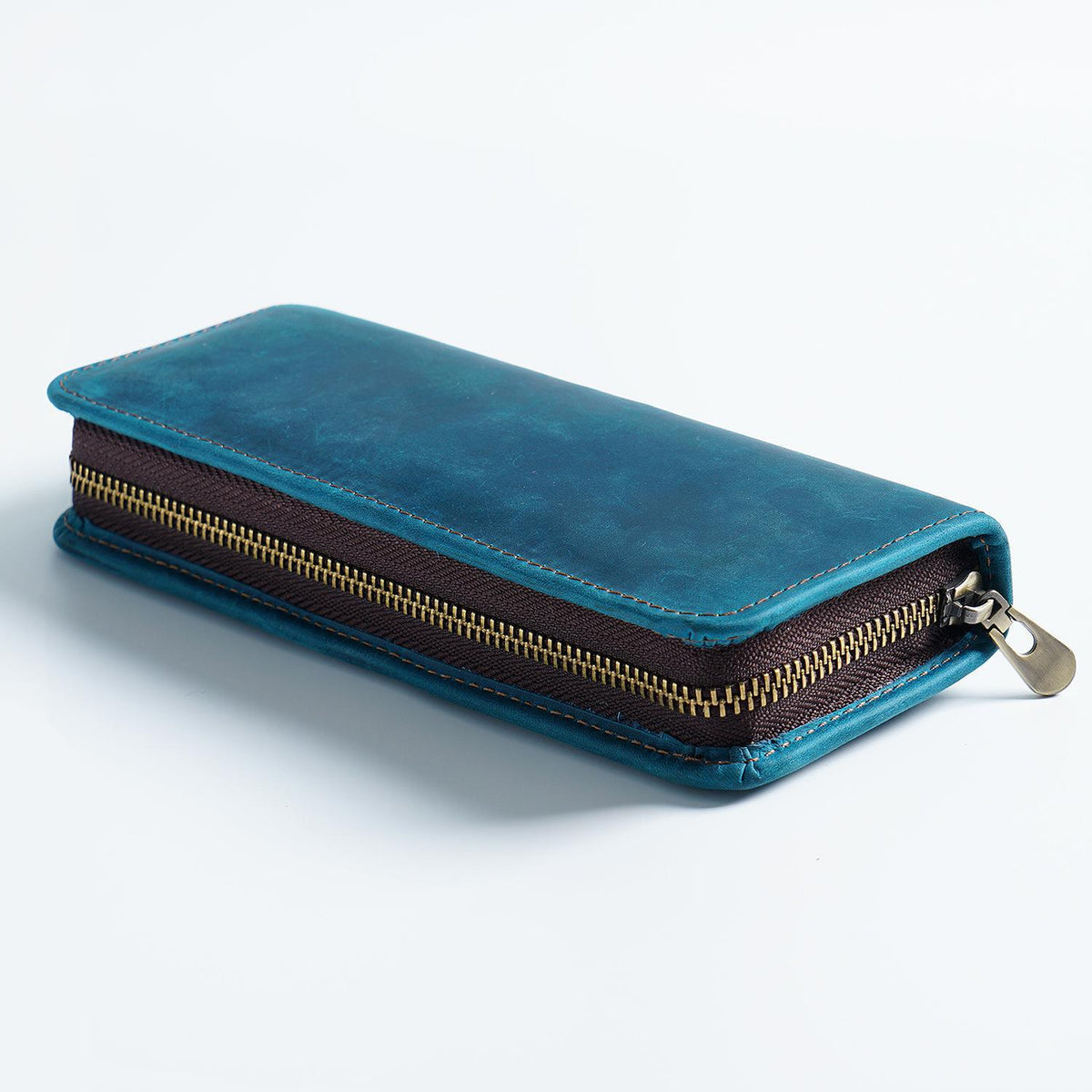 11 Pen Slots-Leather Pencil Case Zipper