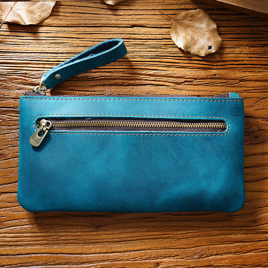 Leather Portable Zipper Pencil Case & Organizer Pouch