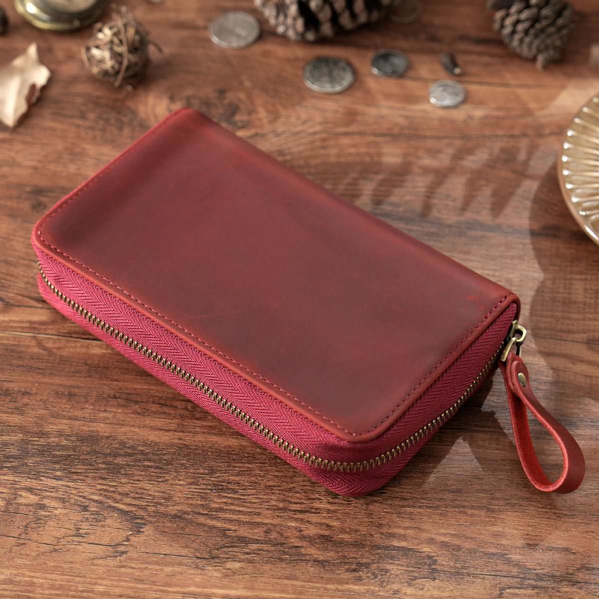 Leather 10-Pen Square Pencil Case