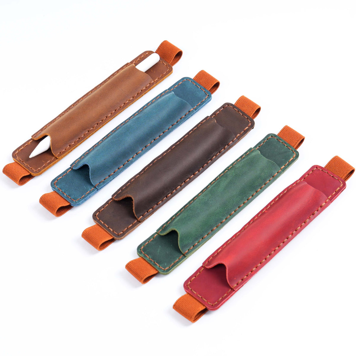 Single Leather Pen Sleeve with Elastic Band