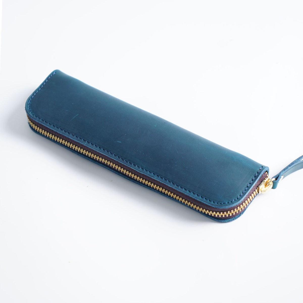 4 Elastic Pen Loops-Leather Zipper Pen Case