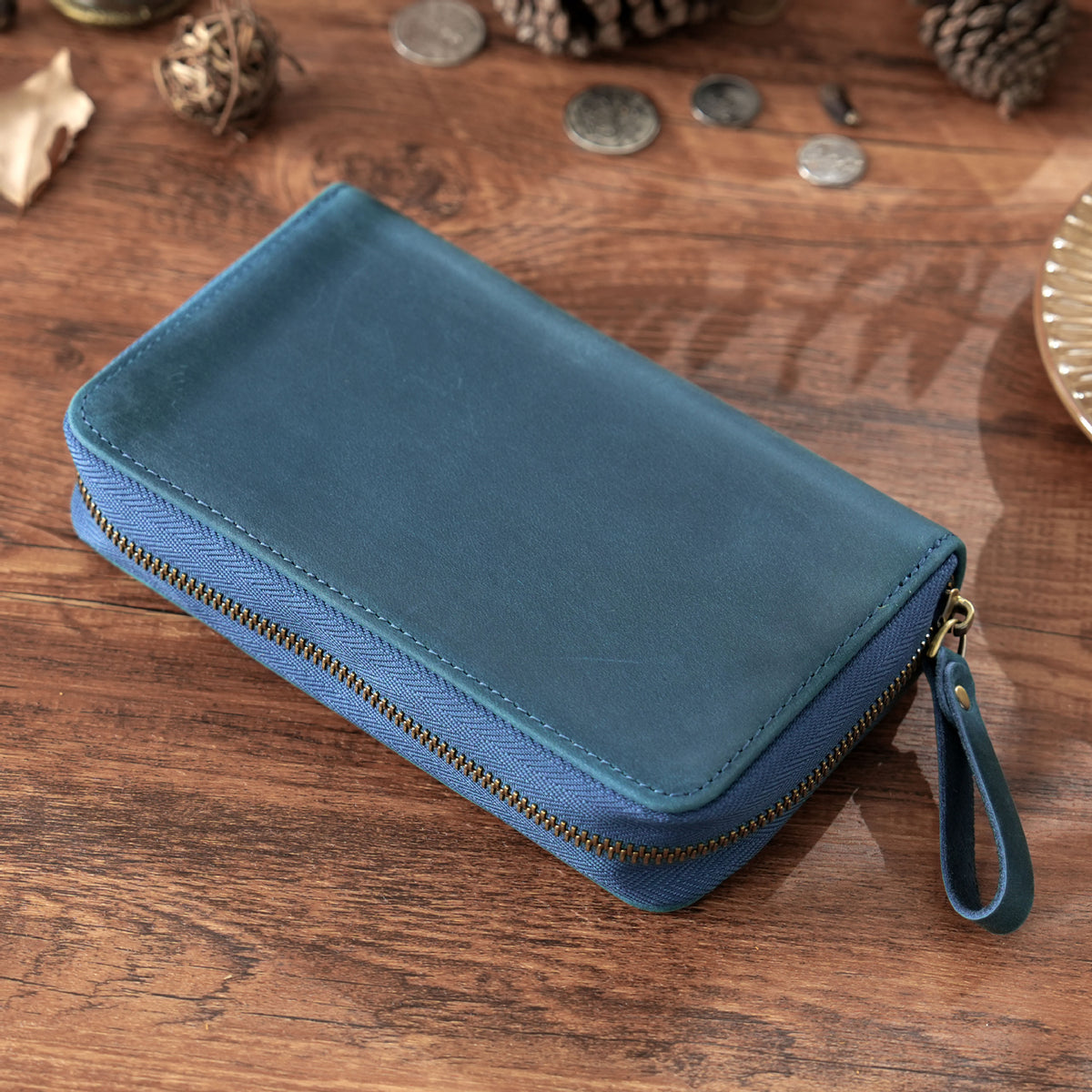 Leather 10-Pen Square Pencil Case