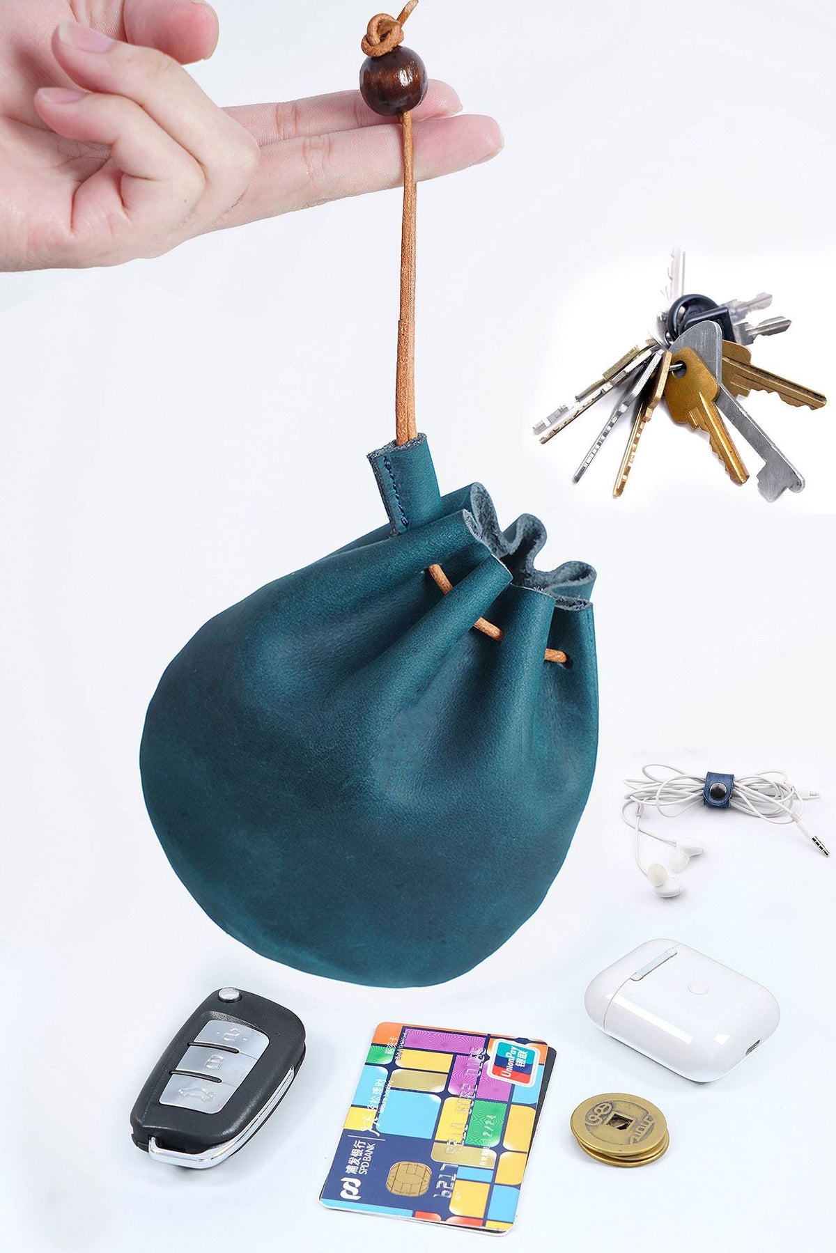 Leather Vintage Drawstring Coin Pouch