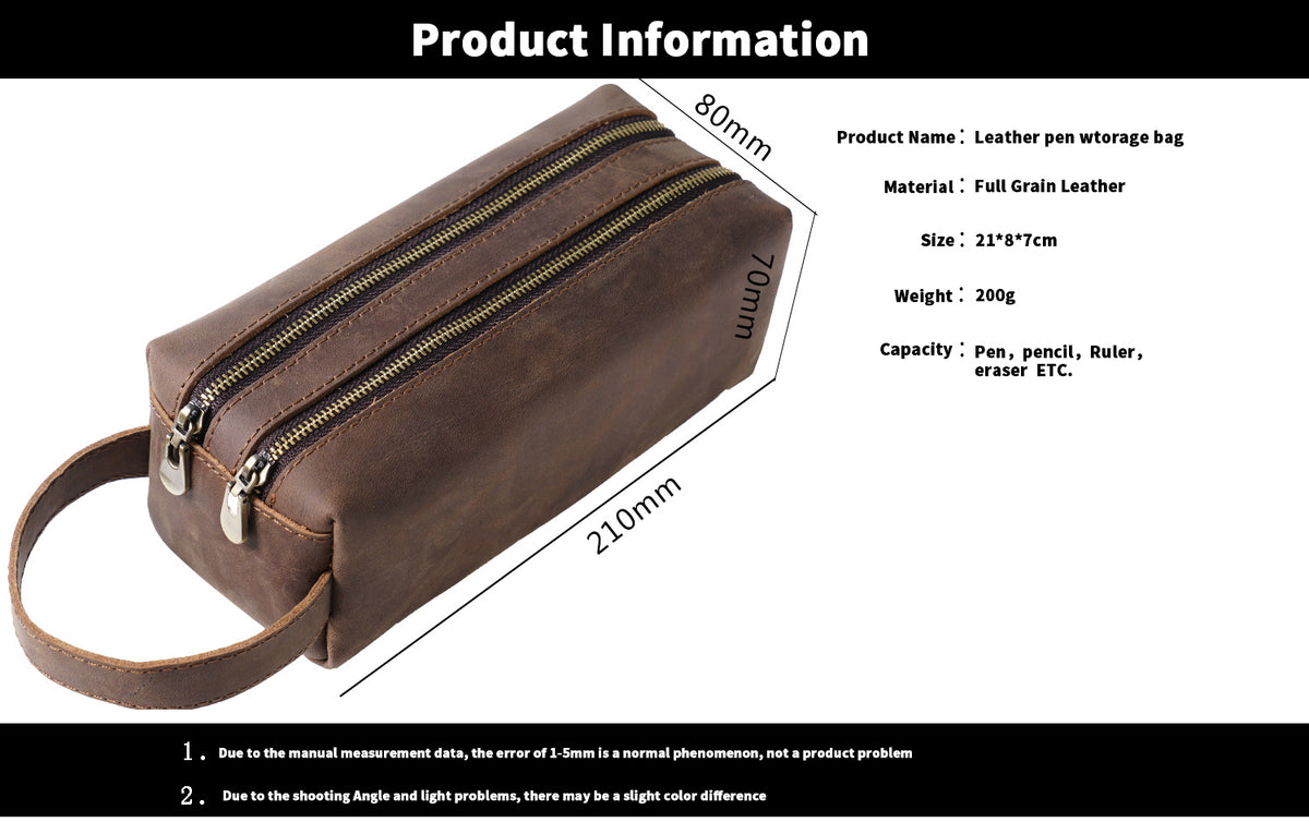 Double Down – Leather Dual-Zip Pencil Case