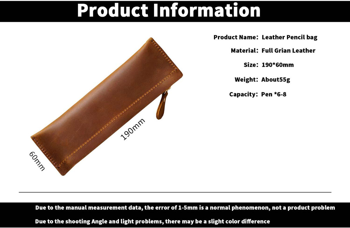 Leather Zipper Pencil Case