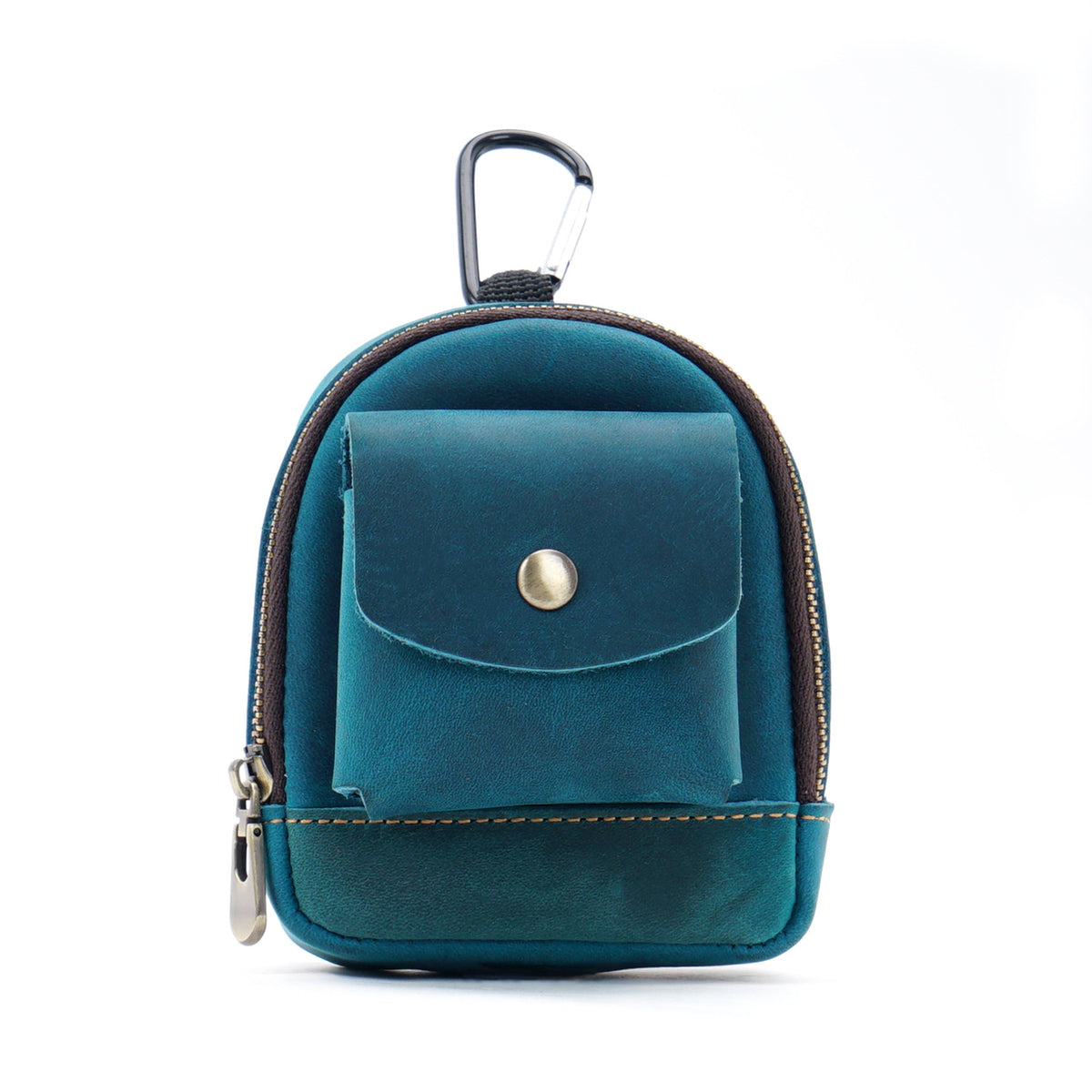 Trail Buddy-Genuine Leather Mini Backpack Pouch Cute Zip Coin Purse
