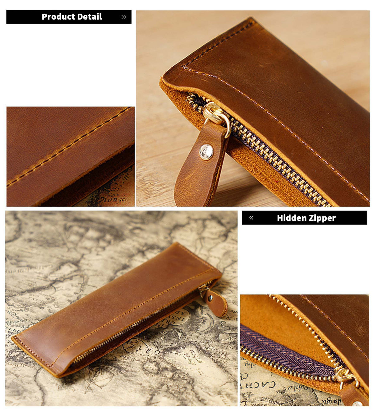 Leather Zipper Pencil Case