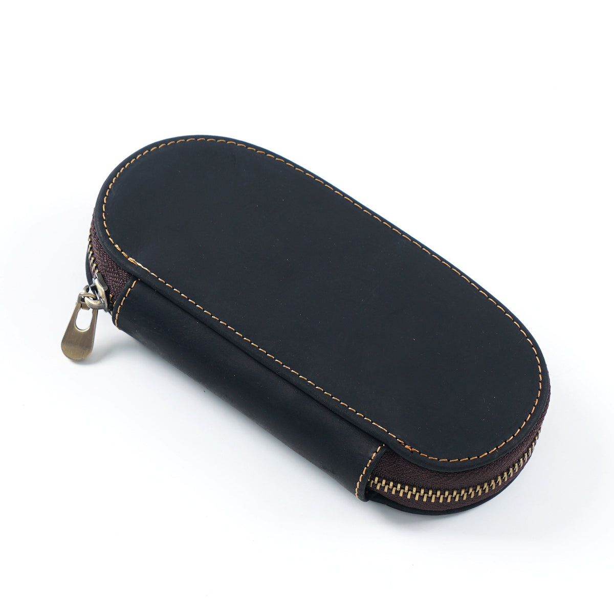 3-Slot Oval -Leather Pencil Case