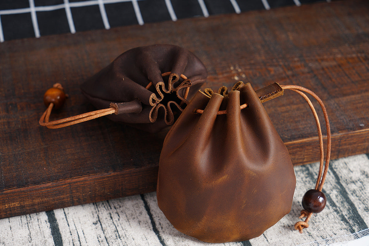 Leather Vintage Drawstring Coin Pouch