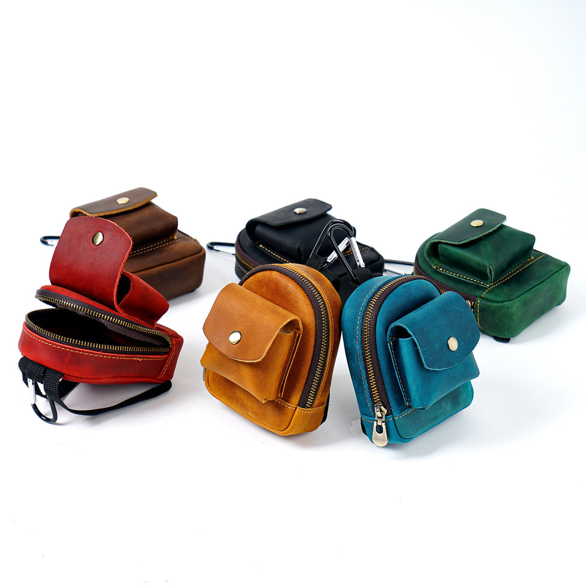 Trail Buddy-Genuine Leather Mini Backpack Pouch Cute Zip Coin Purse