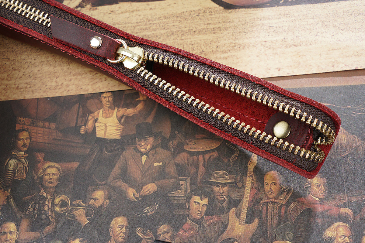 Single Pen -Leather Zipper Pen Case