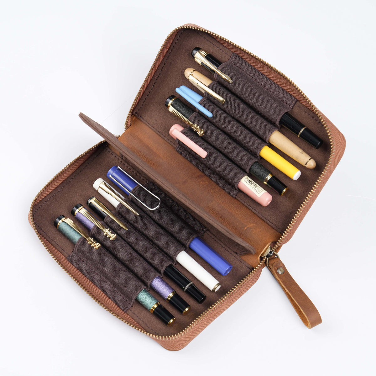 Leather 10-Pen Square Pencil Case