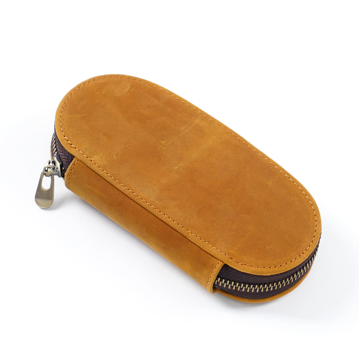 3-Slot Oval -Leather Pencil Case
