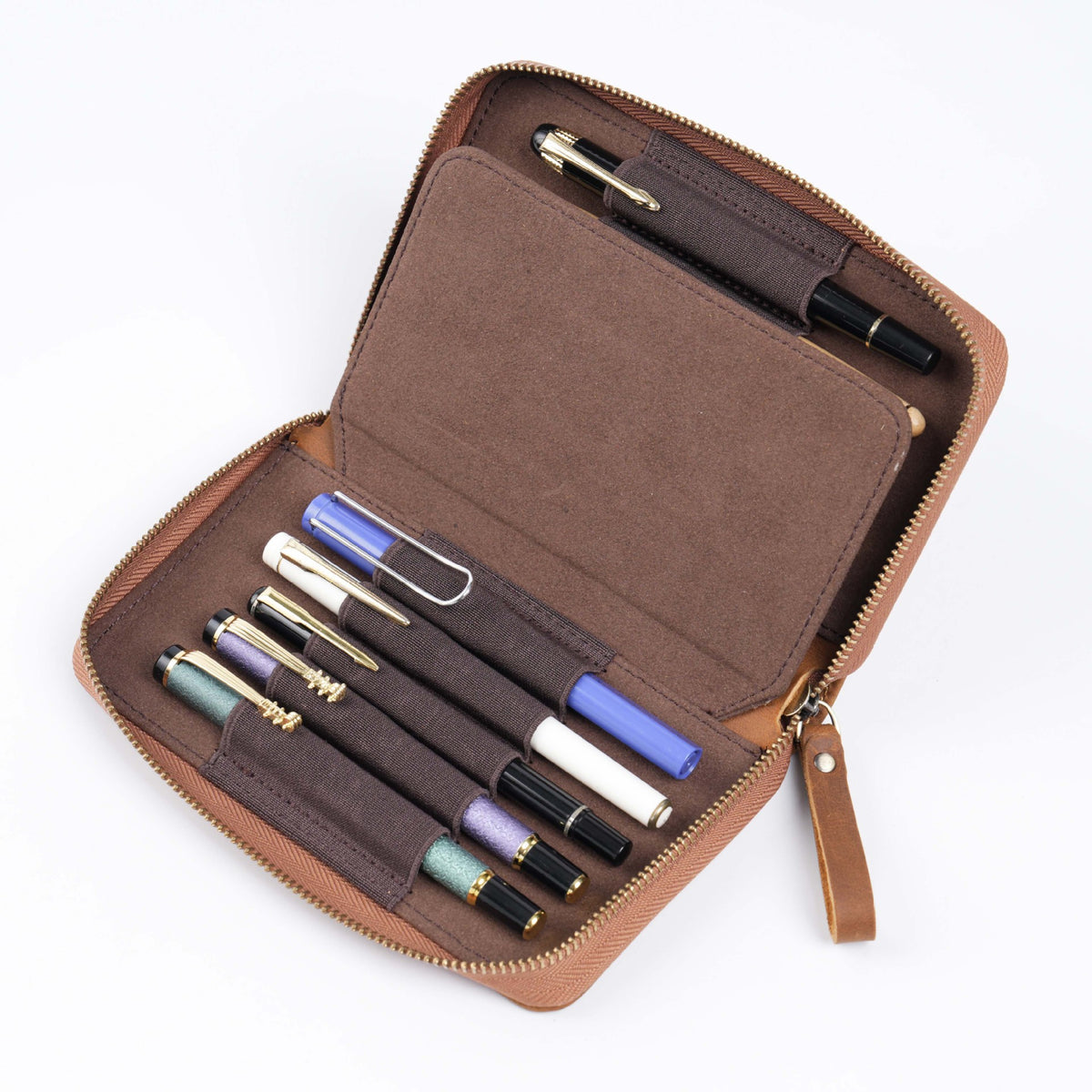 Leather 10-Pen Square Pencil Case