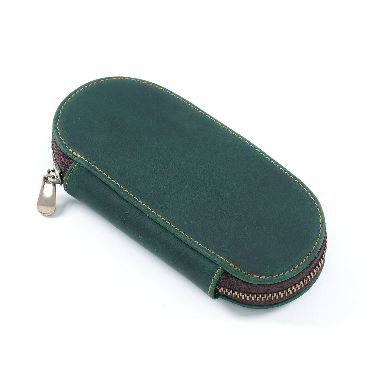 3-Slot Oval -Leather Pencil Case