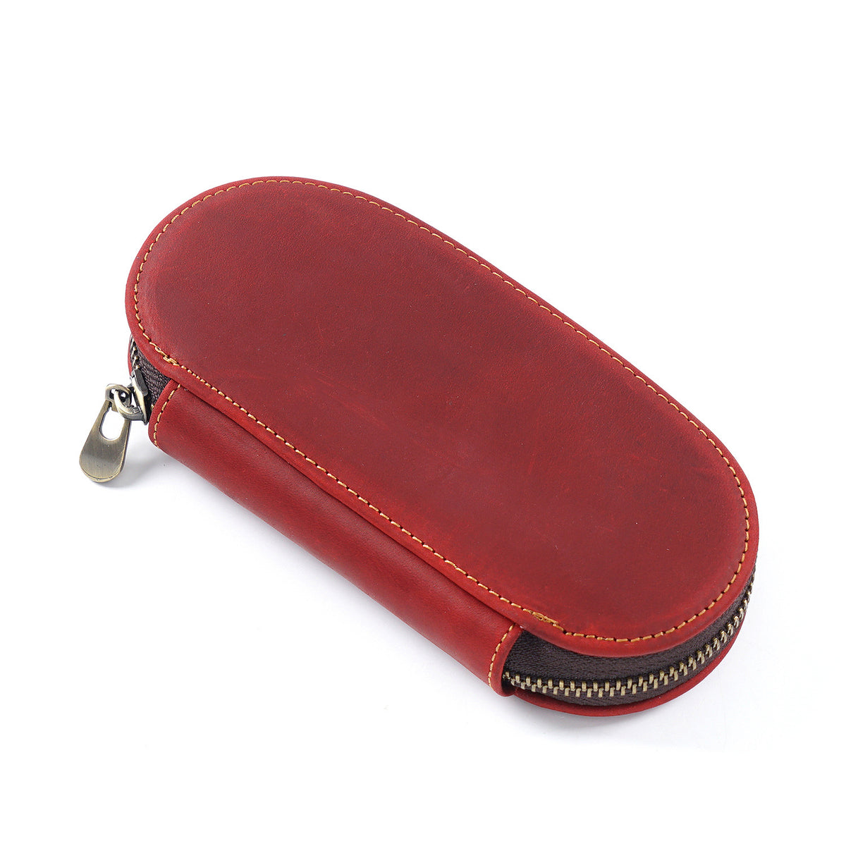 3-Slot Oval -Leather Pencil Case