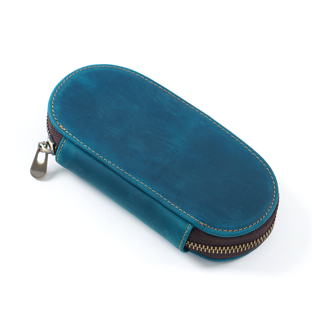 3-Slot Oval -Leather Pencil Case