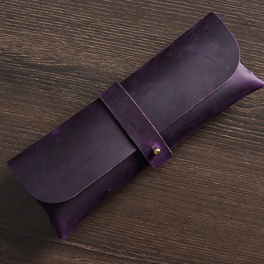 Vintage Leather Pen Case —  Pencil Pouch & Eyeglass Holder