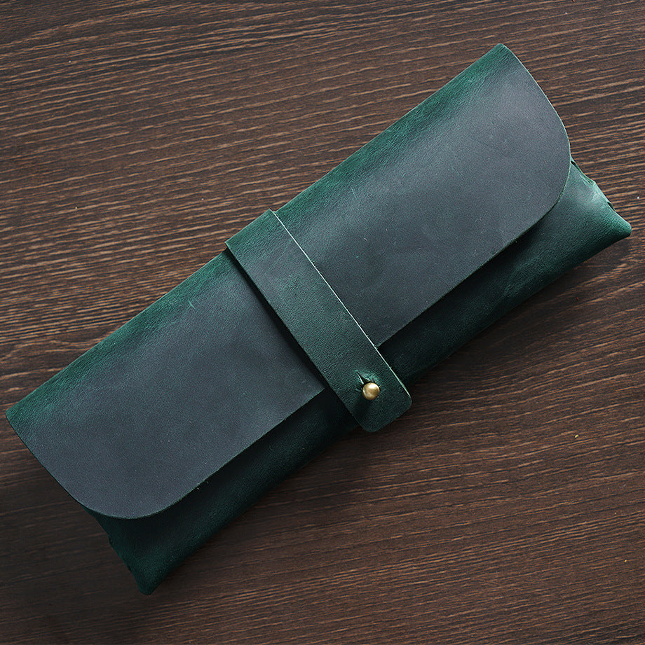Vintage Leather Pen Case —  Pencil Pouch & Eyeglass Holder