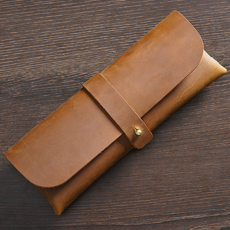 Vintage Leather Pen Case —  Pencil Pouch & Eyeglass Holder