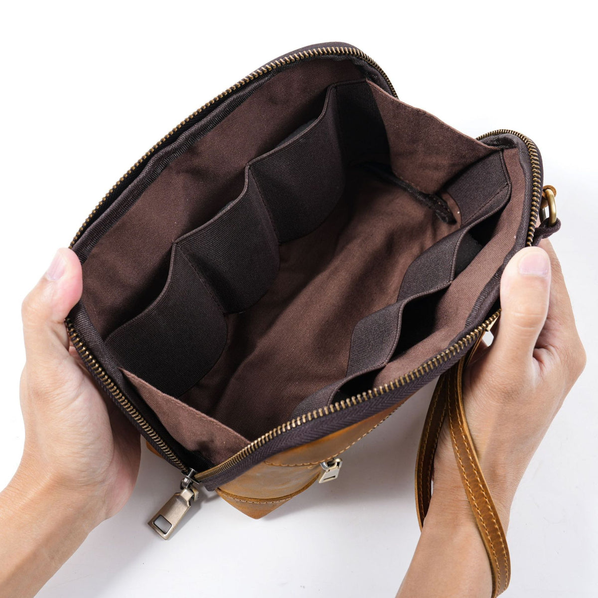 The Chaos Tamer — Vintage Leather Wristlet  Organizer Handbag