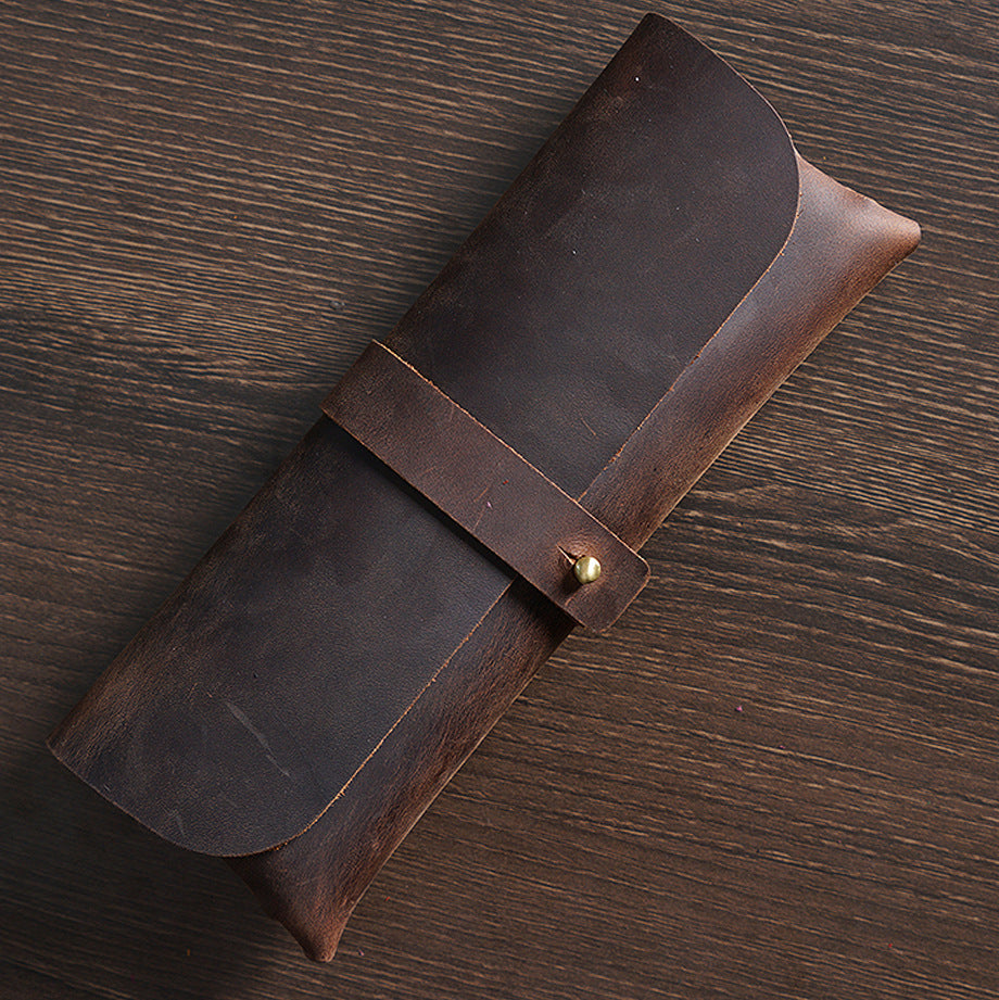 Vintage Leather Pen Case —  Pencil Pouch & Eyeglass Holder