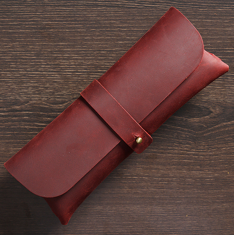 Vintage Leather Pen Case —  Pencil Pouch & Eyeglass Holder