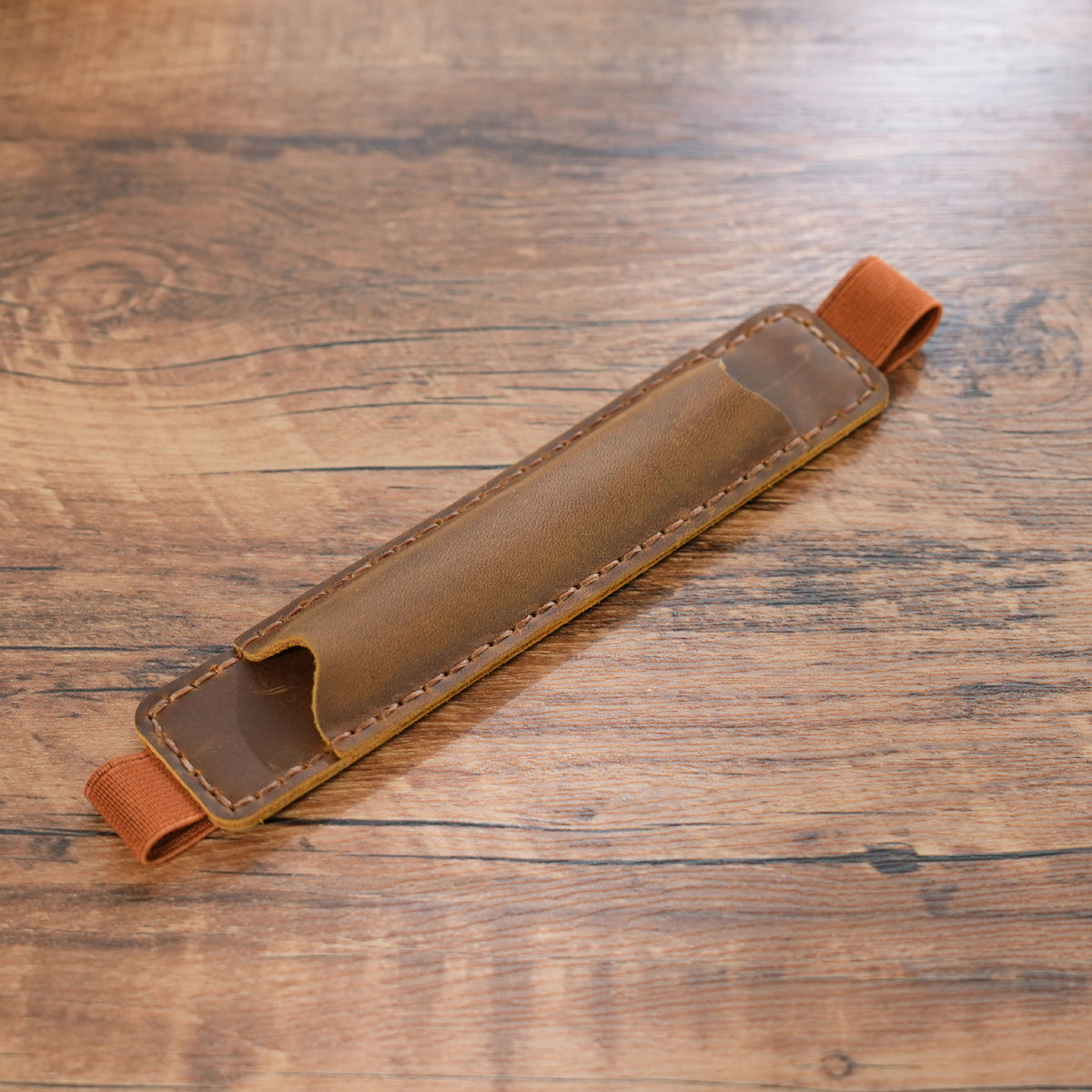 Single Leather Pen Sleeve with Elastic Band