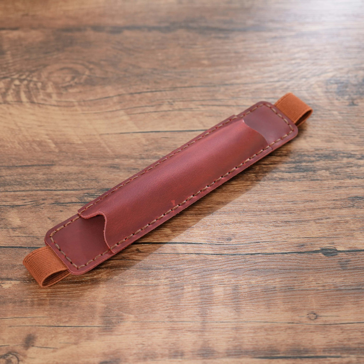 Single Leather Pen Sleeve with Elastic Band