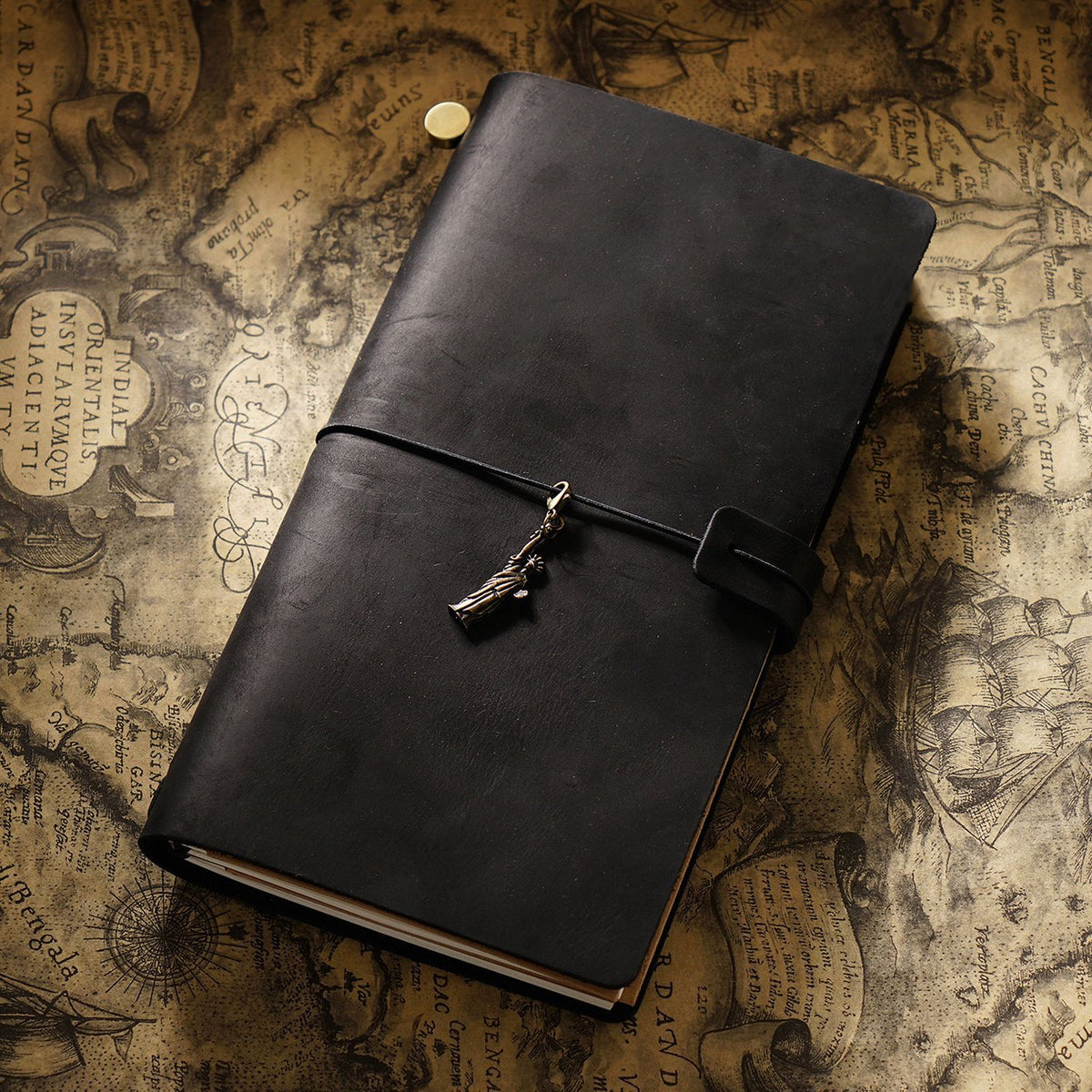 Leather Traveler's Notebook Journal with Strap & Vintage Charm